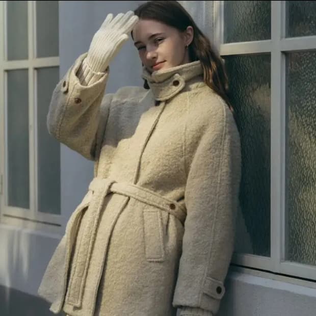 라미네즈 부클 벨티드 코트 boucle belted coat 판매