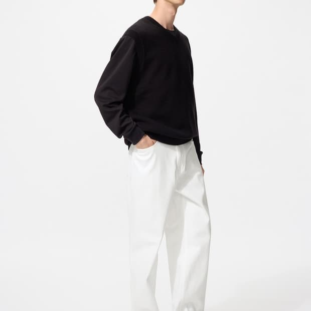 유니클로 와이드 스트레이트 진 화이트