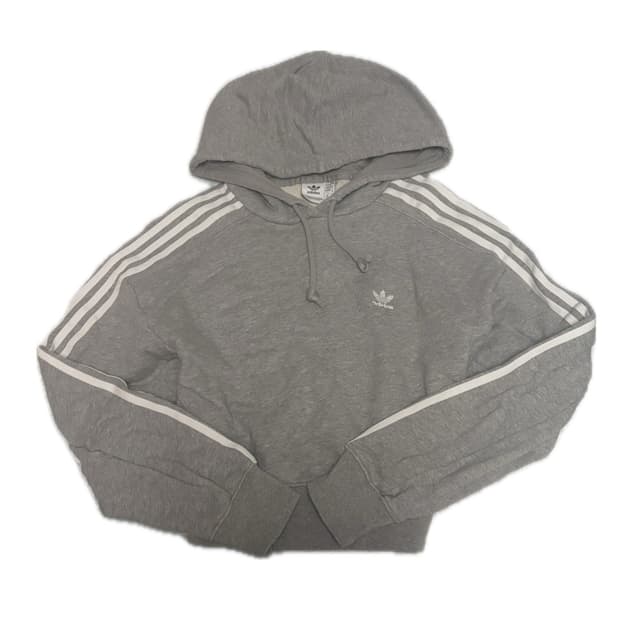 아디다스 그레이 크롭 후드티