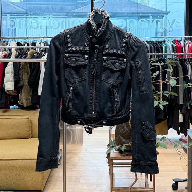 디스퀘어드2 데님 스터드 라이더 자켓 