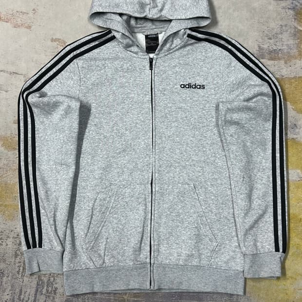아디다스 삼선 회색 대장급 후드집업 L