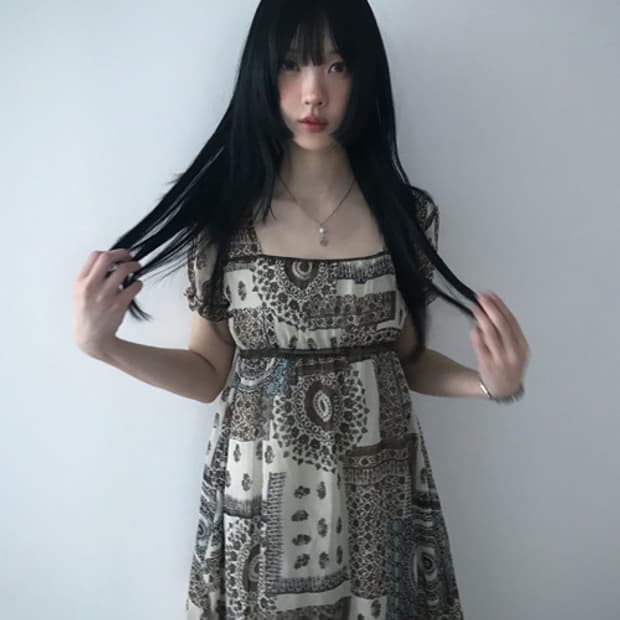 Bohemian Square Neck Dress