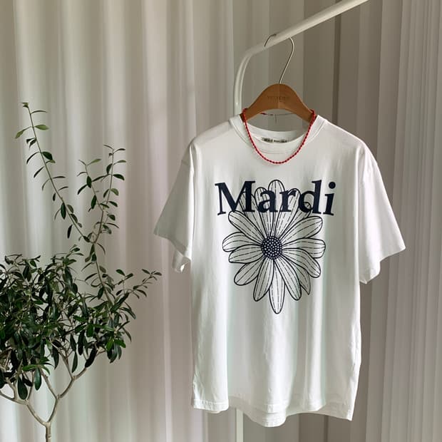 마르디 메크르디 Mardi Mercredi 플라워 반팔 티셔츠
