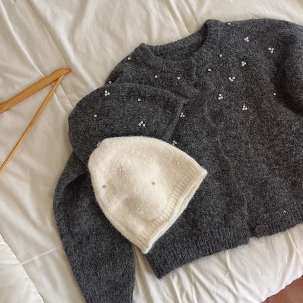 진주가디건+비니 set