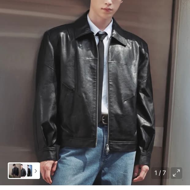 (XL) 드로우핏 [서강준PICK]인시전 레더 블루종 자켓 [BLACK]