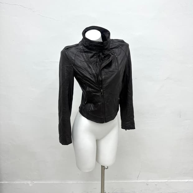 brown leather rider jacket