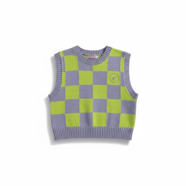 로라로라 체크 니트 조끼 FREE