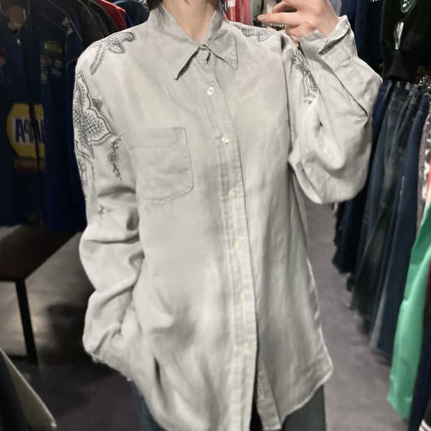 [IM] vtg 그레이 패턴 셔츠