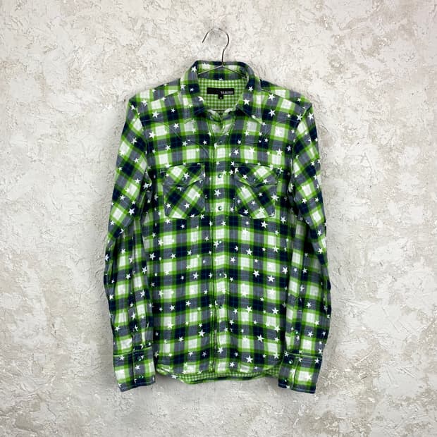 VAROSH 스타 도트 체크 웨스턴 셔츠