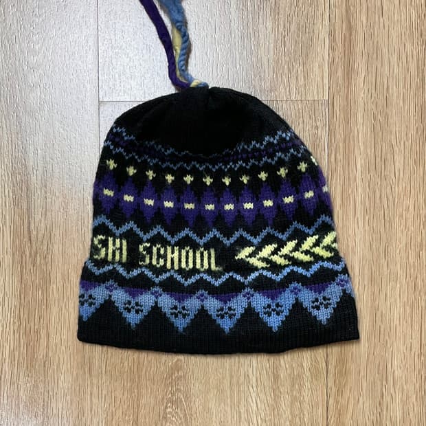 택포) 90s USA 빈티지 패턴 울 니트 비니 모자