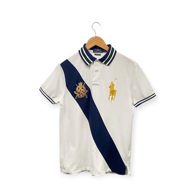 폴로 사선 스트라이프 골드자수 폴로셔츠 S