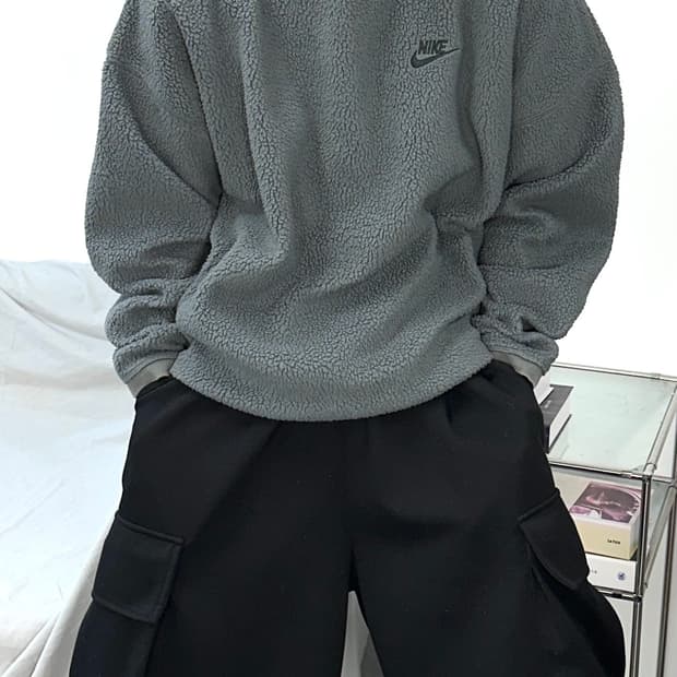 나이키 플리스 윈터라이즈드 그레이 맨투맨 L