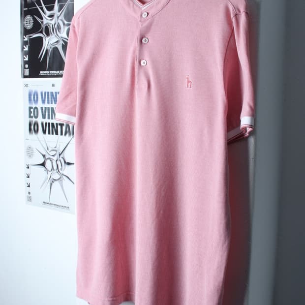 (2XL) 헤지스 반팔 카라 티셔츠 빅사이즈 차이나넥 와플-H30988