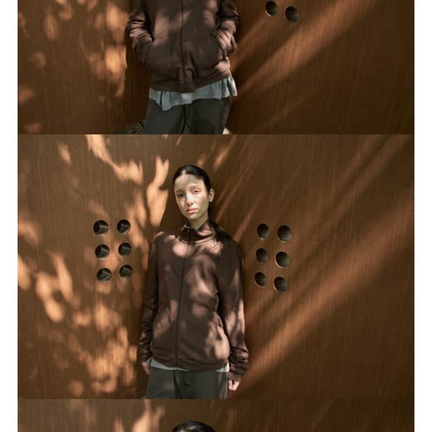 머듈 넥 집업 브라운 3사이즈