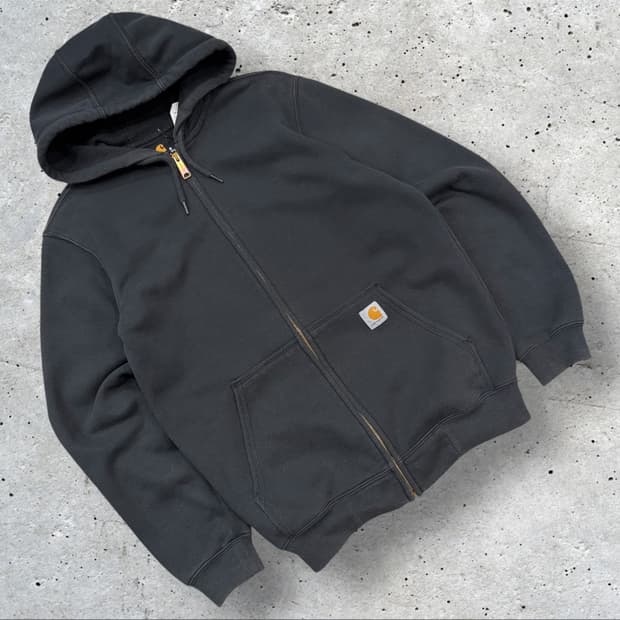 [S] 칼하트 써멀 블랙 스웻 후드집업 블랙 C616