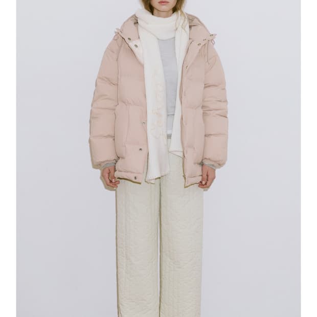 시눈 hoodie puffer jacket / 빈티지 핑크