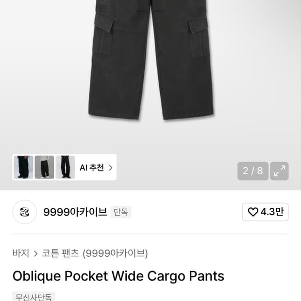 Oblique Pocket Wide Cargo Pants