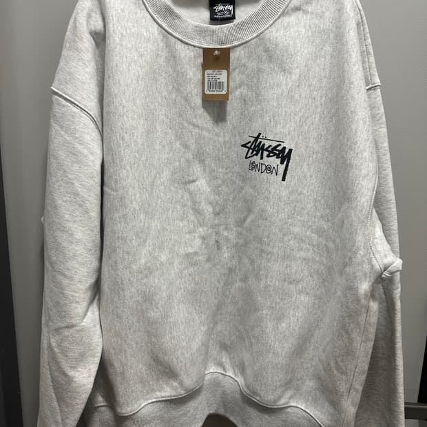 스투시 스탁 런던 크루 맨투맨 xl 멜란지 그레이