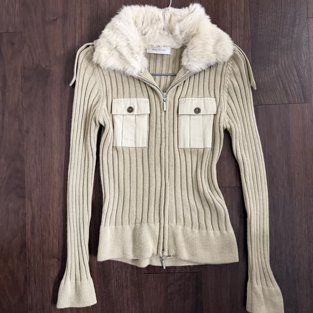 일본 토끼털 니트 집업 가디건