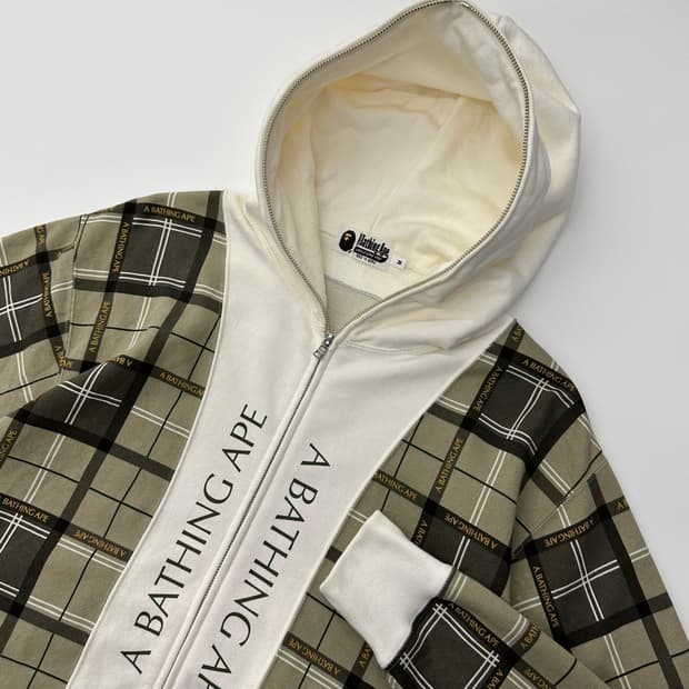Bape 베이프 로고 체크 후드 집업