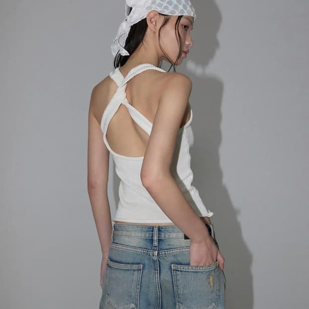 이네기 나시 Twist Back Hole Knit