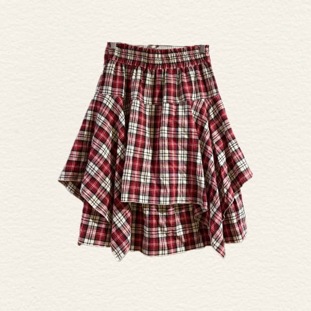 빈티지 모리걸 레이어드 체크 프릴 스커트