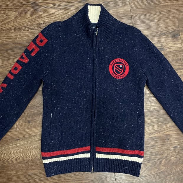 파리게이츠 골프 방풍 셔틀랜드 울 니트 집업 자켓 네이비