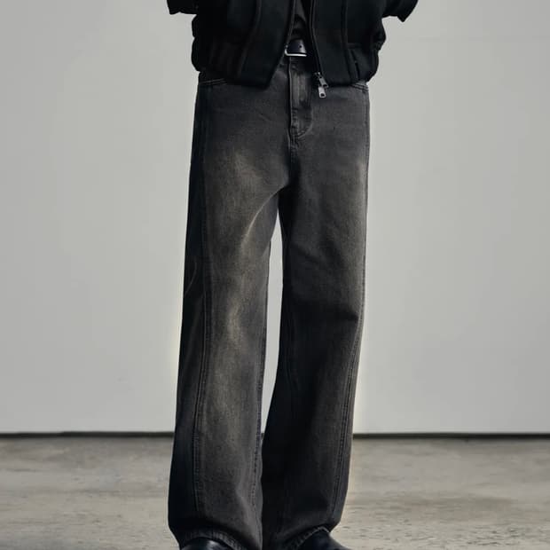 아워데이즈 웨이비 커브드 데님팬츠