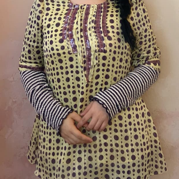 Jpn 도트 스팽글 블라우스