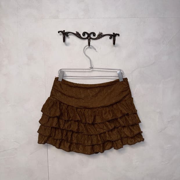Brow floral lace frill mini skirt