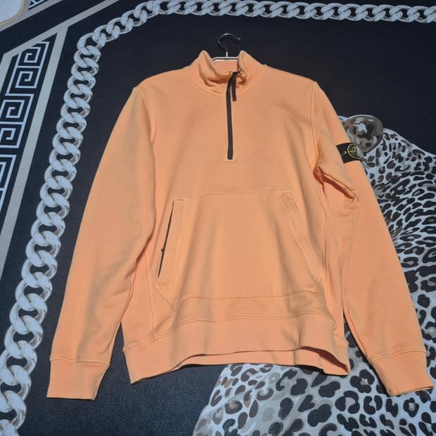 (1회착)스톤 아일랜드 21s/s 하프 집 스웻셔츠 연주황 XL