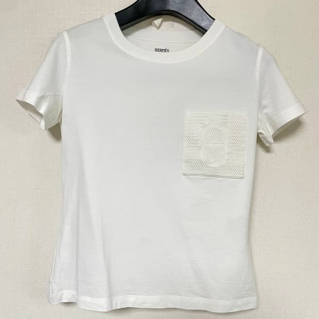 에르메스 샹달자수 여성 흰색 티셔츠 36 정품