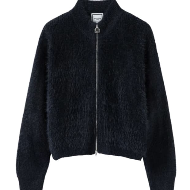 우영미 24FW 헤어리 하이넥 집업 네이비 52사이즈