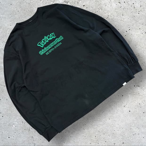 [L] 디스이즈네버댓 포켓몬 콜라보 팬텀 블랙 긴팔티 B810