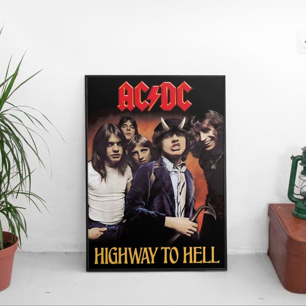 ACDC 포스터 액자 대형 사이즈 남자방 기타 인테리어 50x70cm