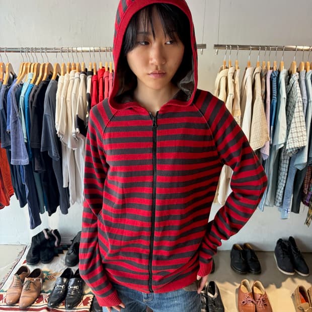 Hugo Boss 보더 스트라이프 후드 집업 M