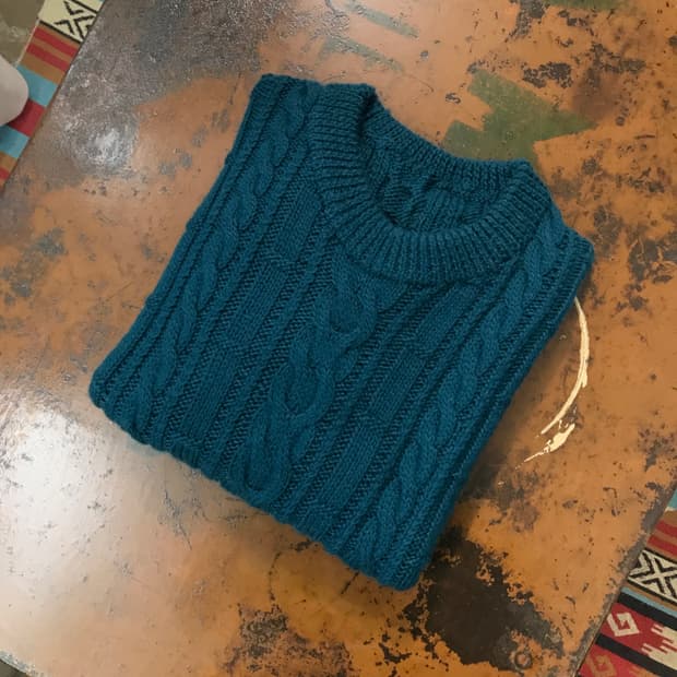 VTG 빈티지 딥 청록 피셔맨 니트 스웨터 남성 97 여성 55 66