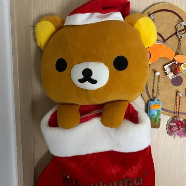 리락쿠마 크리스마스 양말 인형 월포켓 방꾸 벽꾸