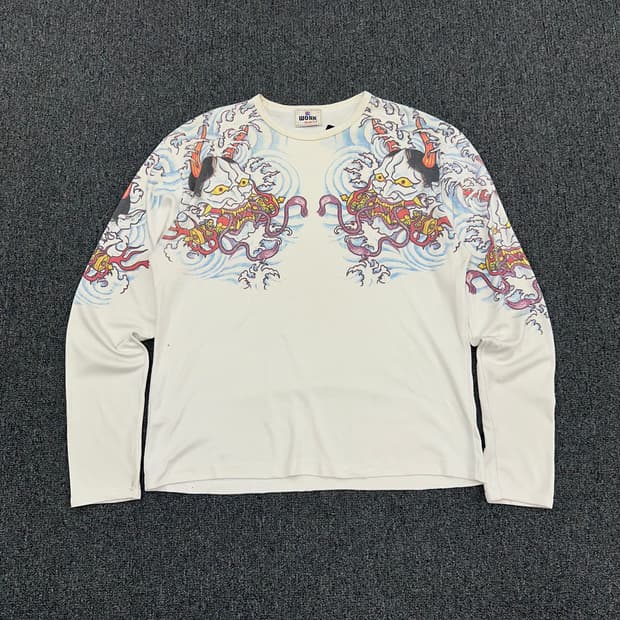 L)Japanese vintage 풍신뇌신도 그래픽 롱슬리브