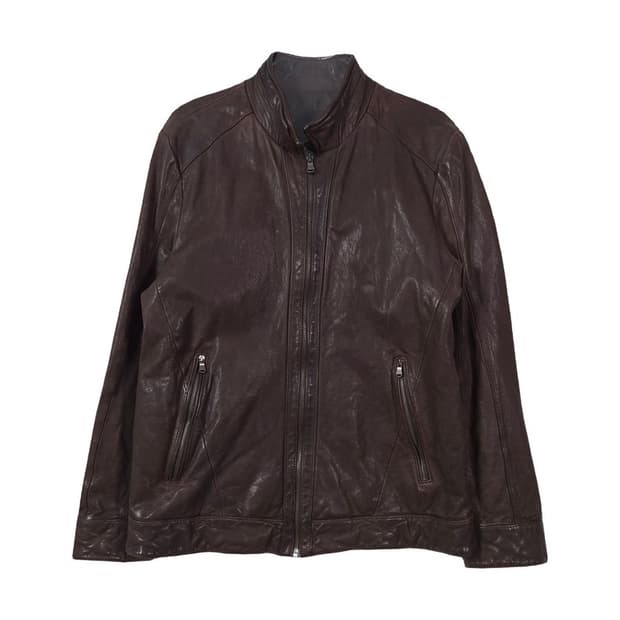 엠피코드 천연 양가죽 싱글 라이더 자켓 브라운 L