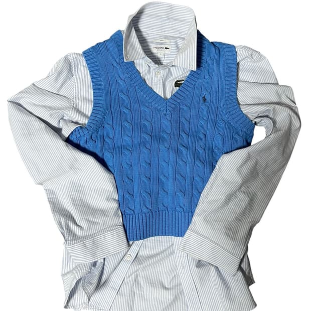 (새상품)폴로 랄프로렌 케이블 니트 조끼 블루 M 새상품