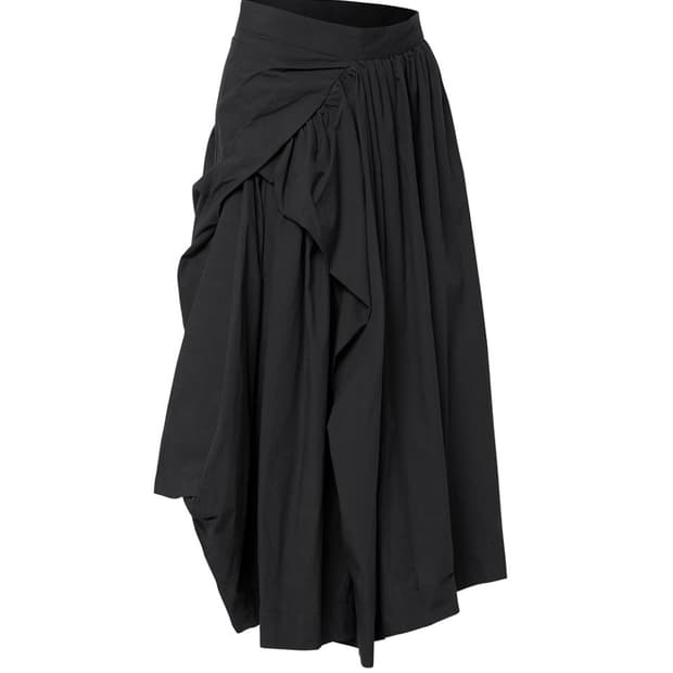 Asymmetrical Draped Layered Long Skirt