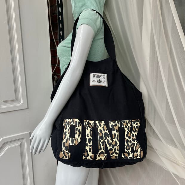 PINK 레오파드 호피 자이언트 빅백 숄더백y2k 갸루