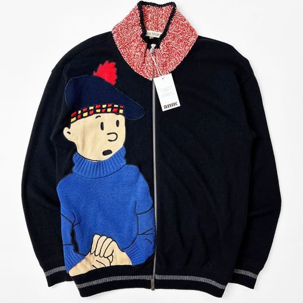 까스텔바작 X 틴틴 00s 자수 니트 집업 가디건 PN5146