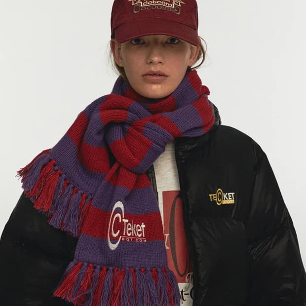 테켓 머플러 목도리 레드&퍼플+네이비