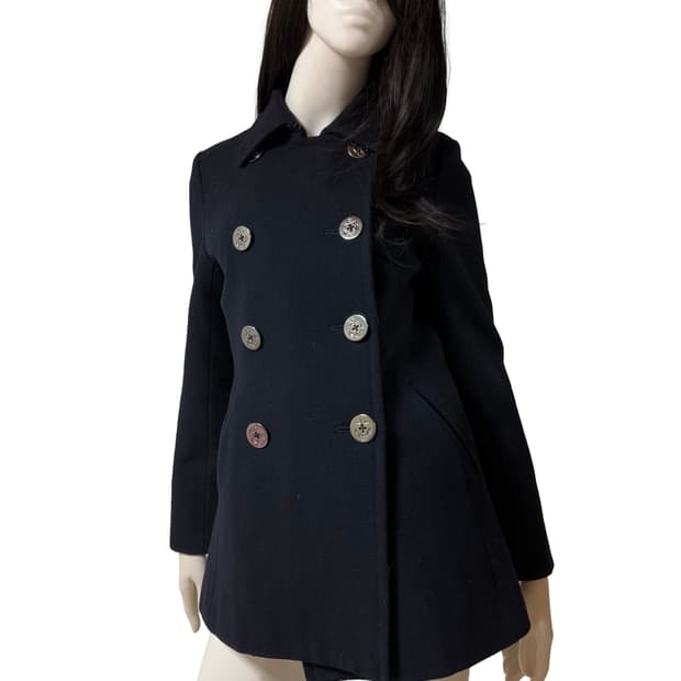 빈티지 마린 더블 버튼 네이비 코트