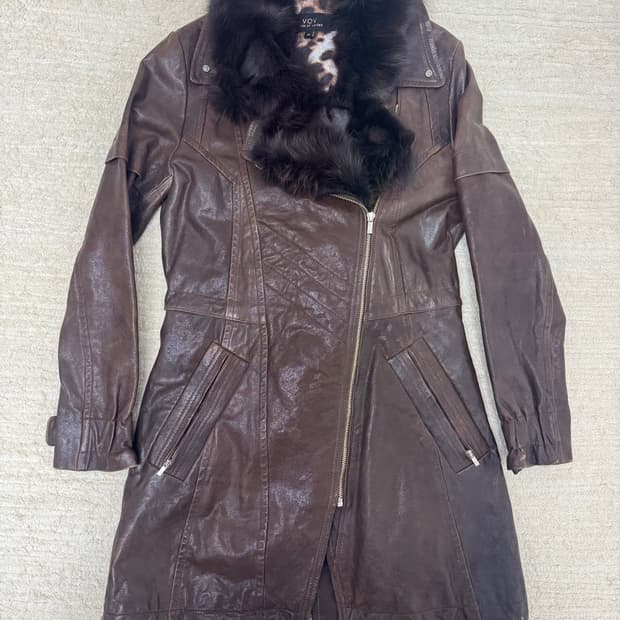 •VOV 리얼 가죽 퍼 롱코트 (슬림 실루엣)