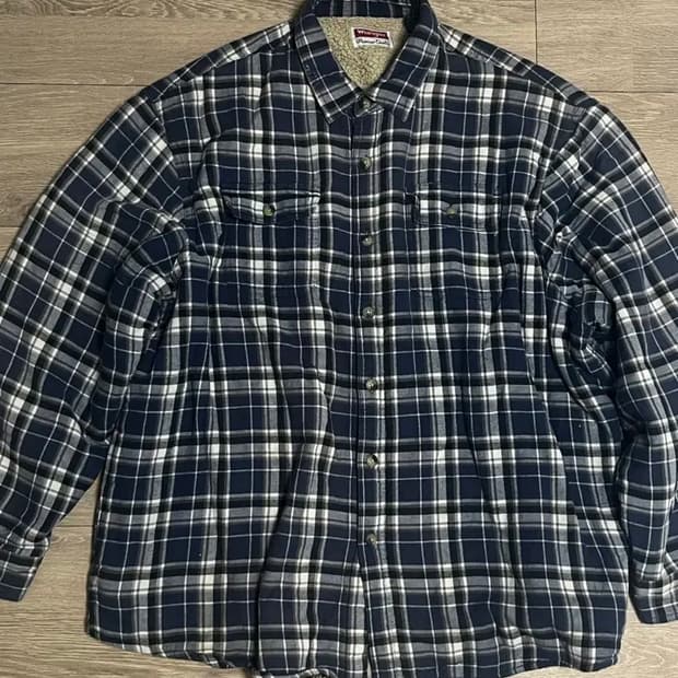 랭글러 Wrangler 투포켓 네이비 타탄 체크 셰르파 자켓 3XL