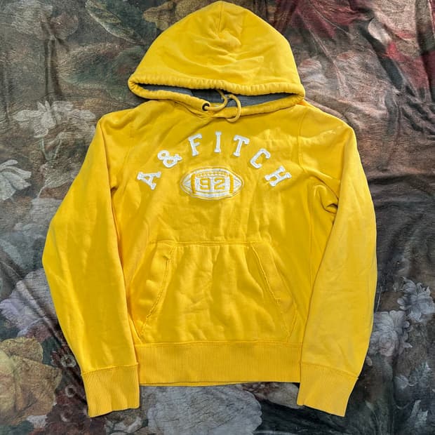 아베크롬비 빈티지 타이트핏 옐로우럭비후드티 L