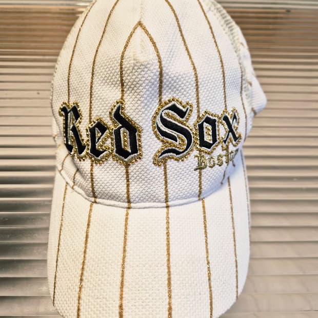 [MLB 공식] 보스턴 레드삭스 골드 핀스트라이프 메쉬캡 (FREE)